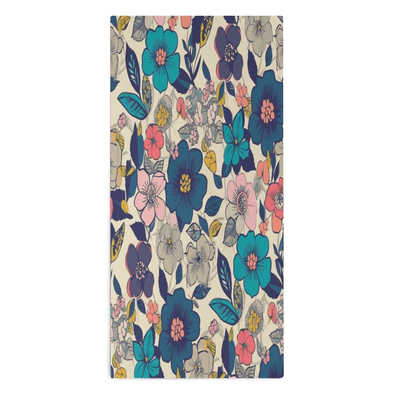 Fodpand Style Flowers2 Microfiber Towels, Decorative Bath Towel Soft & Lightweight, Hand Towels Multipurpose Use For Bathroom, Pool, Gym, Spa, And Hotel Use