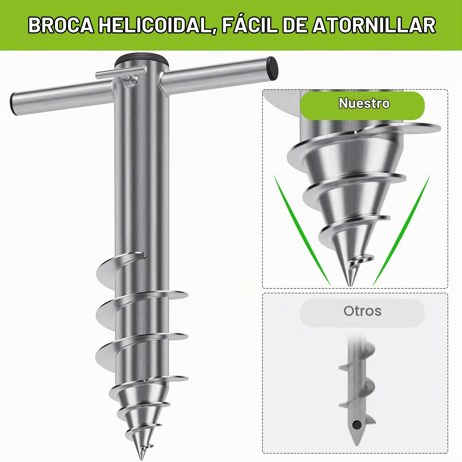 Dolibest - Anclaje de acero resistente para sombrilla de playa, soporte con 3 casquillos para mástiles de 2,5 a 5 cm, estaca cortaviento con base en espiral totalmente soldada para máxima estabilidad