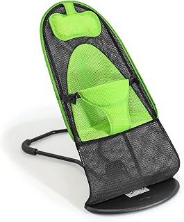 Baby Bouncer Rocker Seat, Foldable Portable Easy Travel Carry - Frame, Mesh, Black/Green