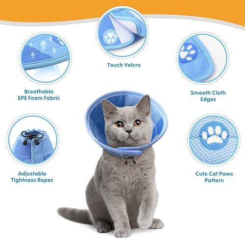 Miniatura 2 de Idepet Collar ajustable con cono de gato, suave y lindo collar de recuperación de gatos, collar E protector para mascotas después de cirugía,
