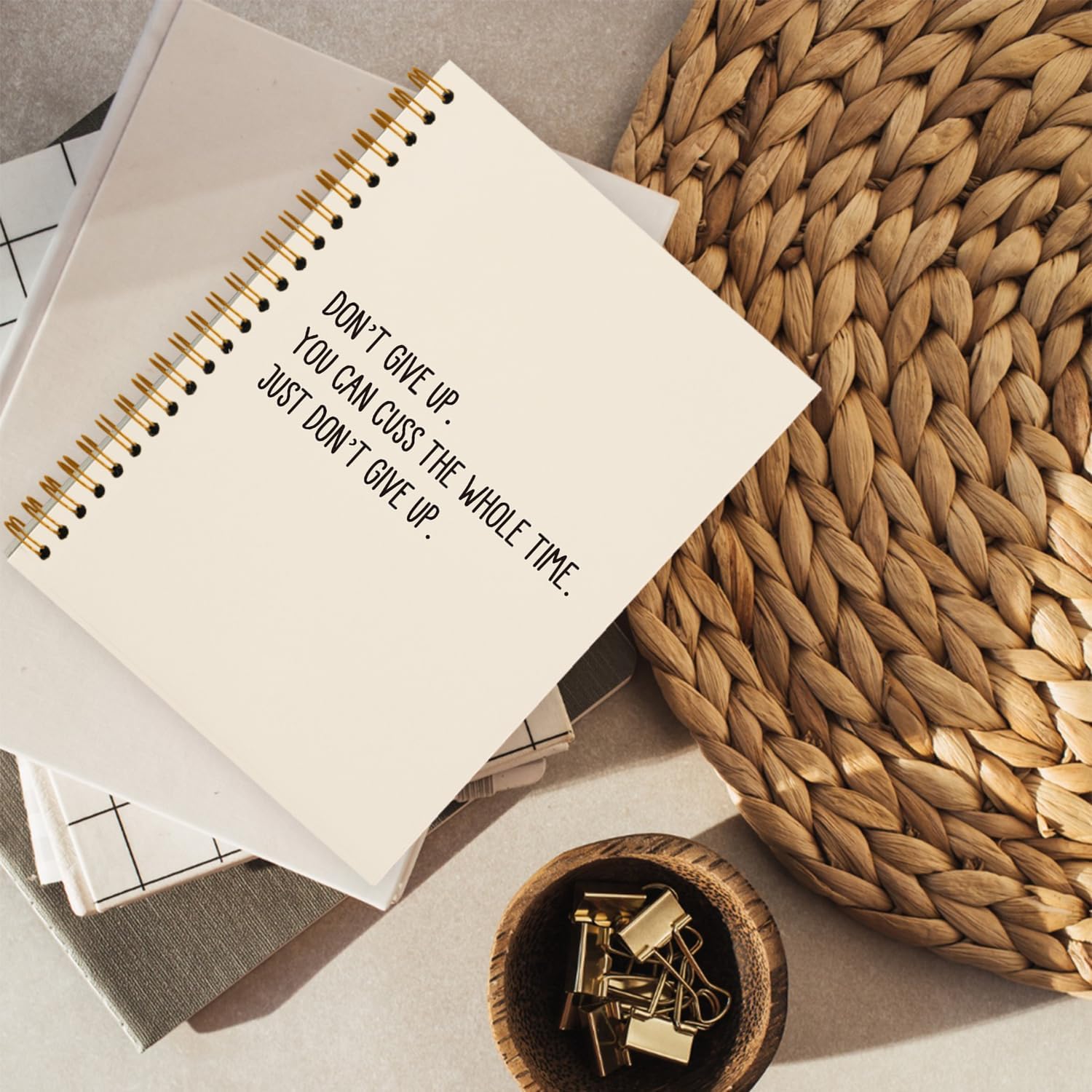 hold fizz Funny Office Gifts Notebook Journal, Gag Fun Gifts for Coworker Employee Colleague Boss Adults Friends, Don't Give Up, Sarcastic Gift for Women Men, Spiral Notebook 5.5 x 8.3 - Image 3