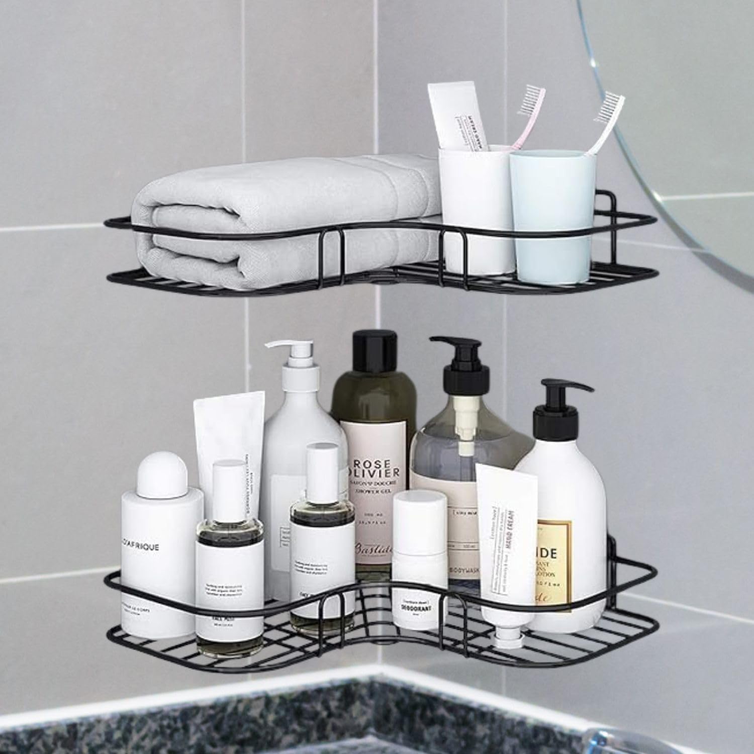 LAVII Self Adhesive Bathroom Corner Shelf Organizer- Wall Mounted Corner Rack for Efficient Bathroom Storage,Shower Canddy with Adhesive, Space Saving Washroom Shelf (Pack of 4, Standard) (B0D87G63KC) Amazon Price History, Amazon Price Tracker