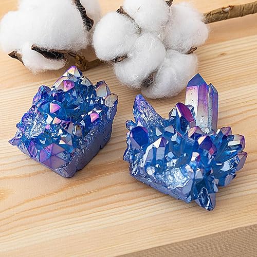 Miniatura 6 de DECHOUS Geoda de racimo de cristal natural, geoda de cuarzo azul crudo, pequeños cristales curativos para decoración del hogar, curación, meditación