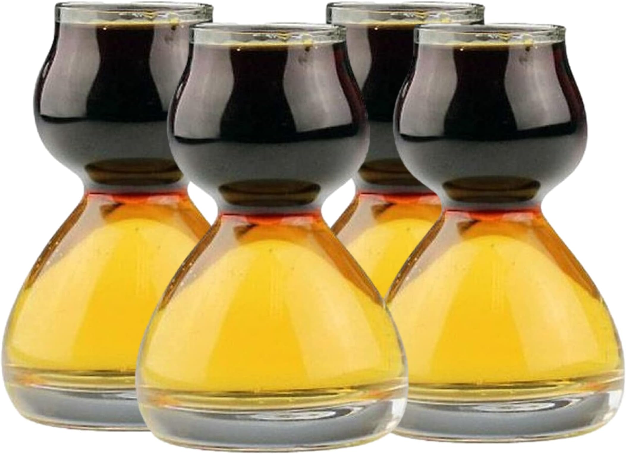 Double Bubble Layered PLASTIC Shot Glass – Clear Chaser Shot Glass Jigger for Smooth Tasty Shots – Fun Unique Split Shot Glasses Barware (Set of 4)