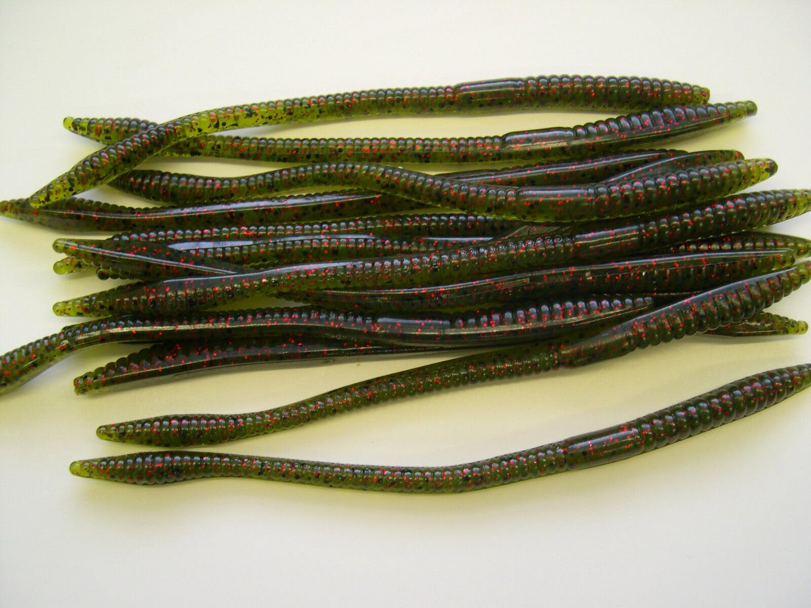 50 pk - 6' Finesse Worms - Watermelon Red Flake - Salt & Scent - BassTop Quality