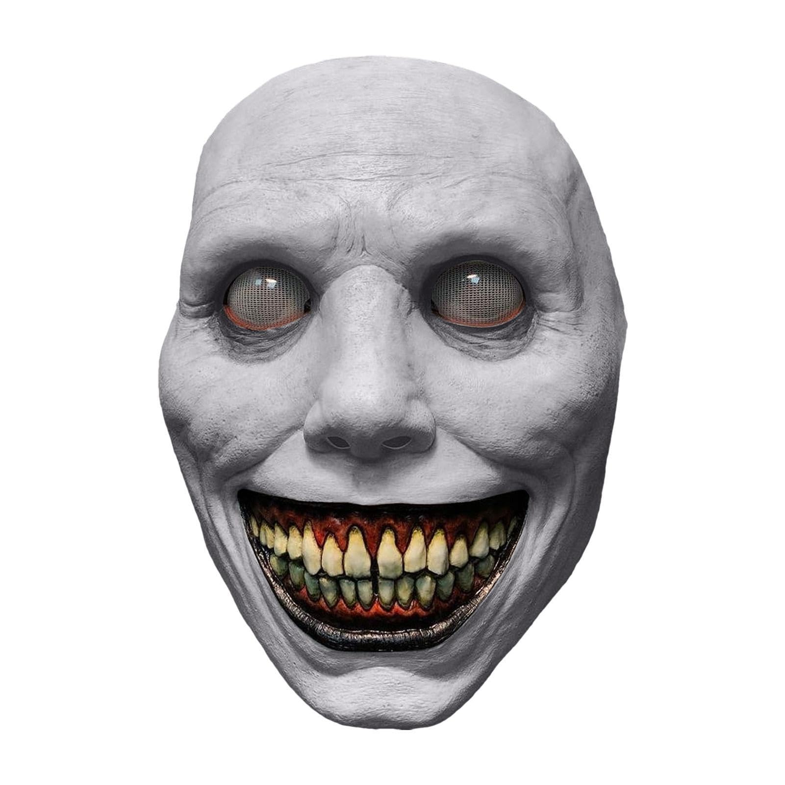 Fukamou Men's Grey Demon Masque - Smiling Demon Realistic Breathable Halloween Masque For Costume Props Decoration