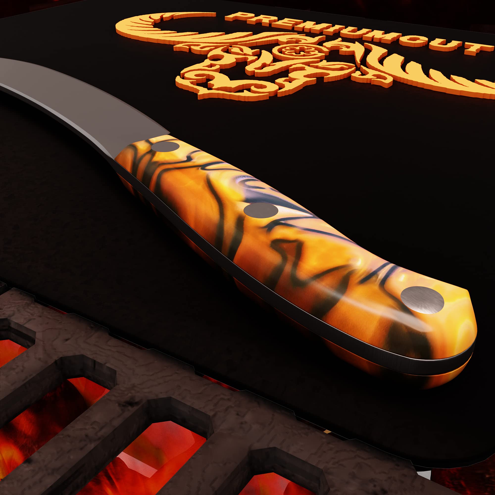 Giesser seit 1776 - Made in Germany - Spickmesser 10 cm Spicy Orange, PremiumCut Office No 1, Officemesser, Acryl, exotisch, rostfrei, deutsches Grillmesser scharf