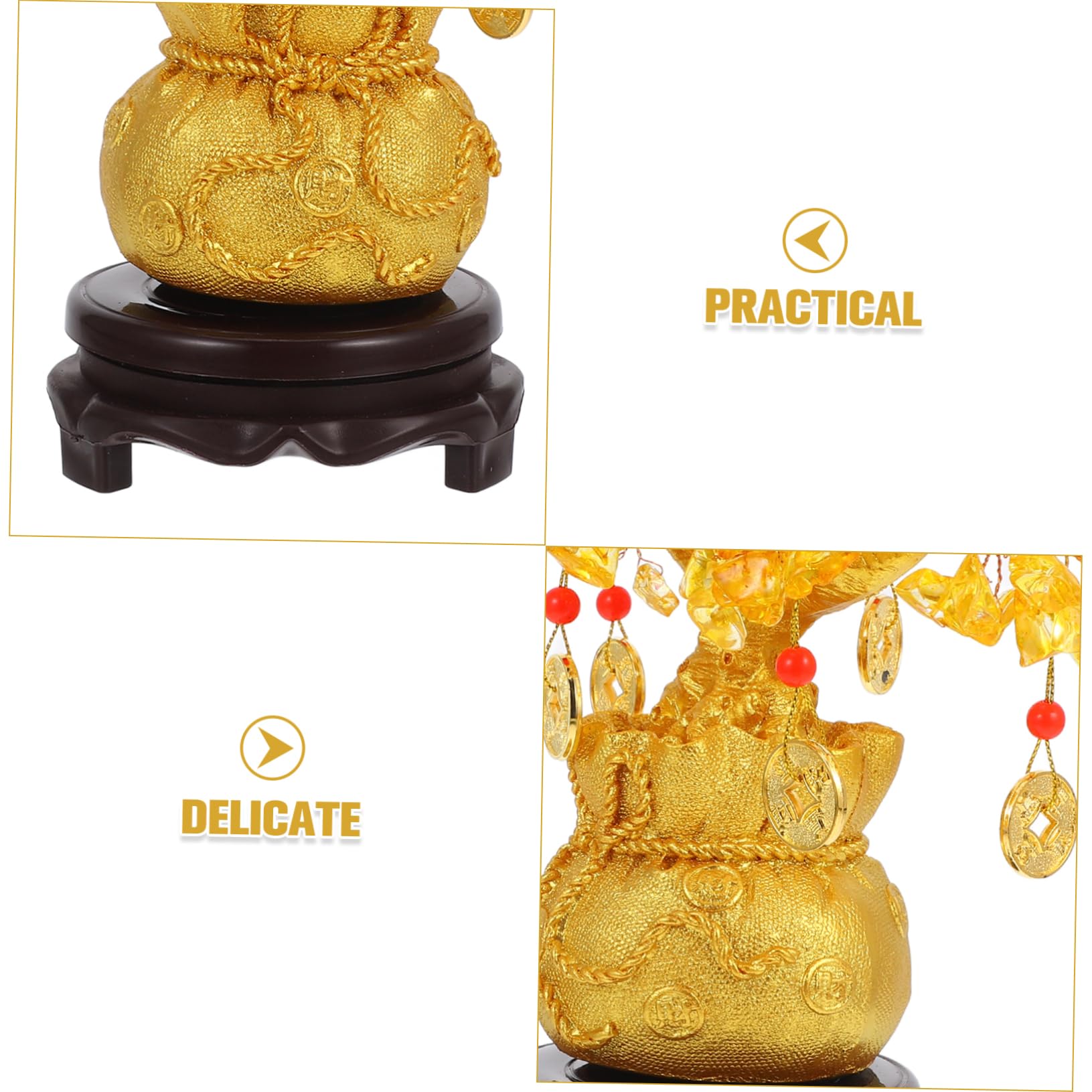 Albero Dei Soldi Feng Shui In Cristallo Citrino - Bonsai Portafortuna Per Ricchezza E Prosperità - Decorazione Casa E Ufficio 15,5 Cm