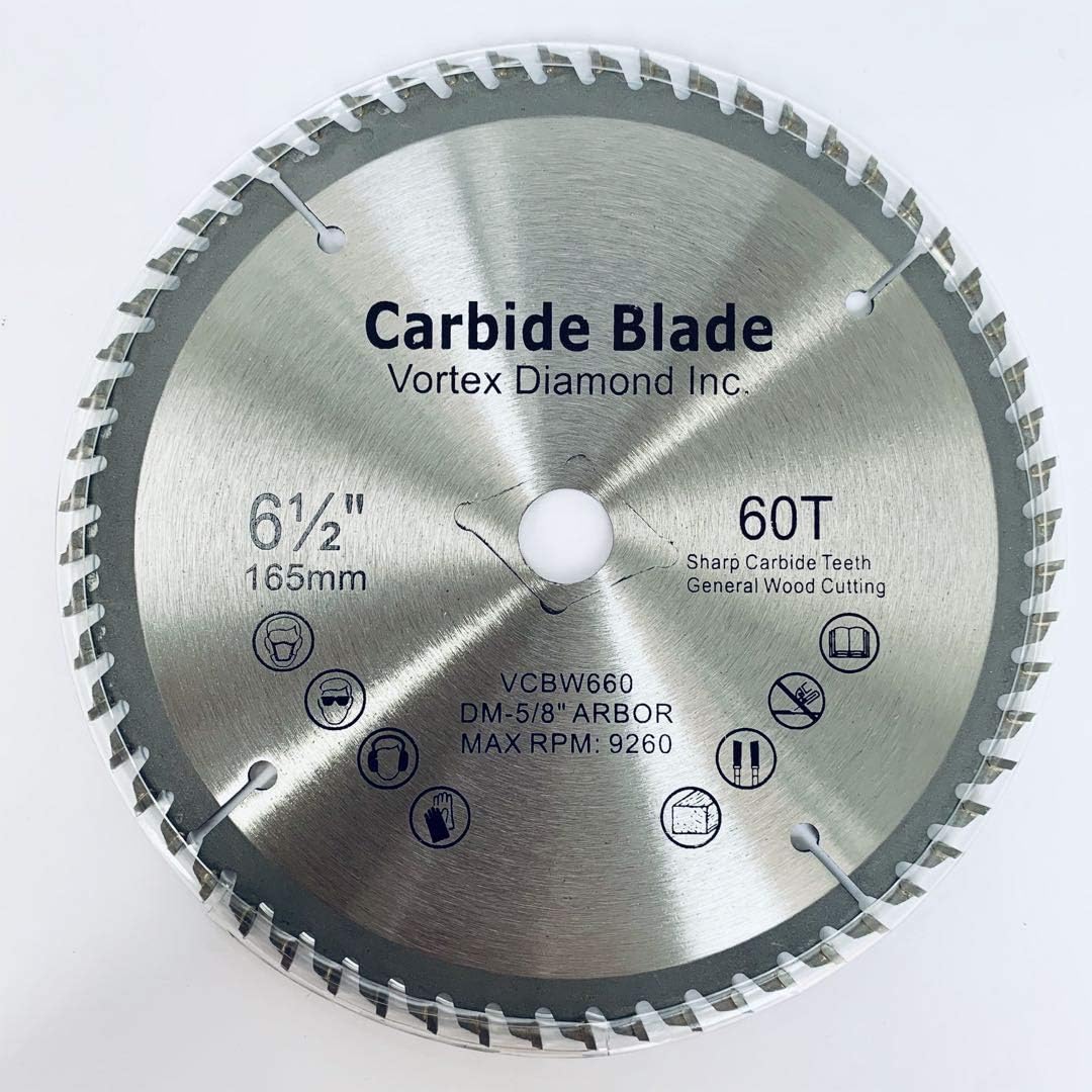 (5 PACK) ALSKAR DIAMOND WSB 6-1/2 Inch 60 Teeth TCT General Purpose Hard & Soft Wood Cutting Circular Saw Blade (6-1/2 Inch 60 Teeth (5 PACK))