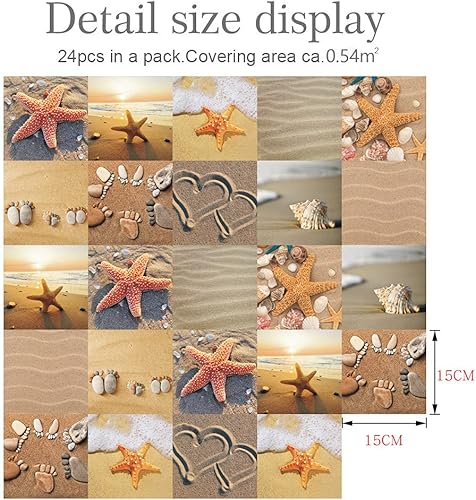 Miniatura 4 de Lukery Azulejos de 24 hojas impermeables para losetas en muro de cocina, azulejos autoadhesivos, azulejos de PVC para pared de verano, azulejos de