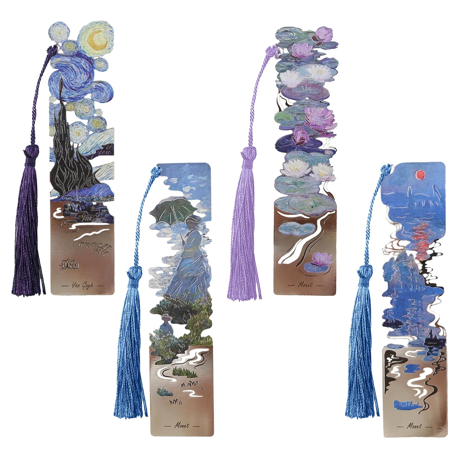 Snylcce 4PCS Metal Flower Bookmarks Set