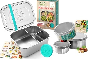 TAVVA Bundle On-The-Go for Kids Snack Set of 3, 27oz Bentobox - Plastic-Free Food Containers