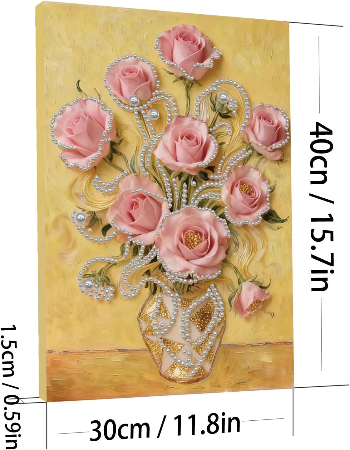 POETRYDRAW DIY Diamond Pearl Painting Kit for Adults Vase Flower, Beginner Friendly Craft Kits with Frame 30x40cm, Home Decor Housewarming Gift, Diamond Dots Beads Canvas Art for Wall Decor