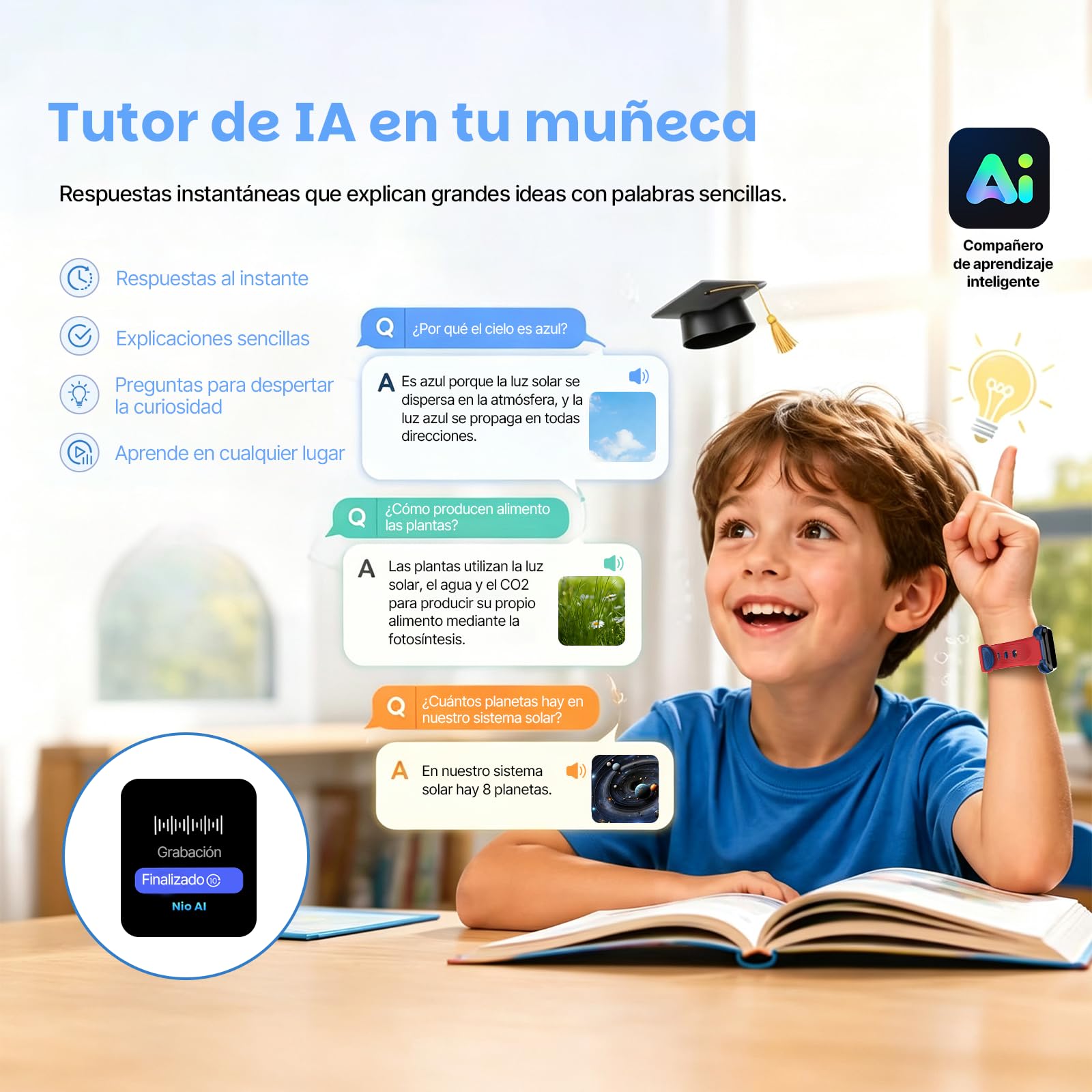 K9 Reloj Inteligente para Niños con GPS, Pantalla AMOLED, Videollamada HD y Cámara 5MP, Smartwatch Infantil AI con Llamadas, 6-12 Años