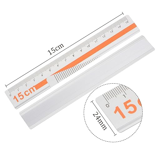 Miniatura 3 de 3 reglas rectas  5.9 in Herramienta de medición métrica de borde corrugado para uso en el hogar, aula, oficina, aleación de aluminio, naranja