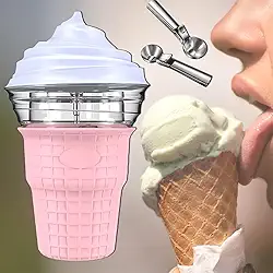 Sorveteira macia e dura de 450 ml, máquina de sorvete caseiro fresco perfumado e de sabor suave com colher de sorvete, sorveteira macia para festas familiares em restaurantes