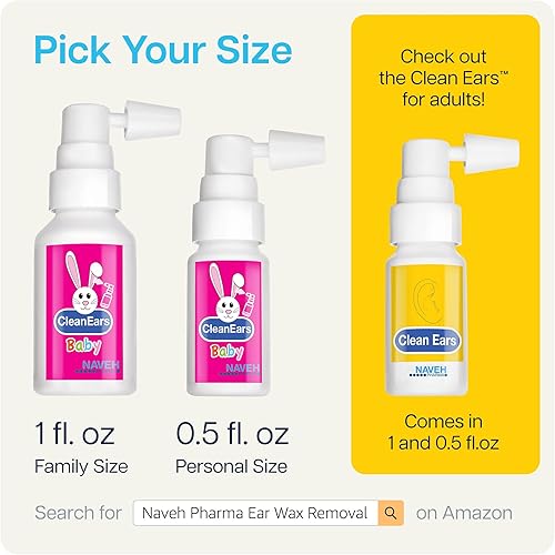 Miniatura 8 de Naveh Pharma CleanEars - Aerosol para eliminar el cerumen de los oídos para bebés, 1 unidad de 0.5 onzas líquidas + 1 unidad de aerosol para