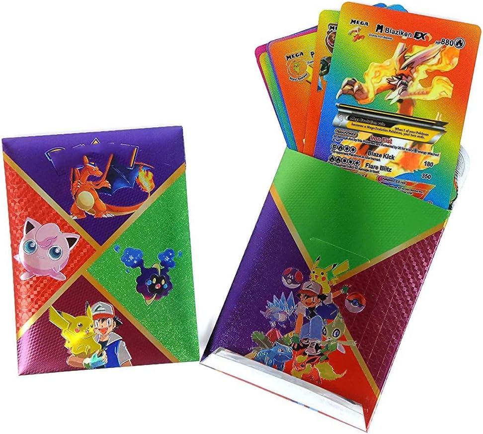 SALPITOYS Assorted 55 Pcs Rainbow Foil Cards Poke Deck Box, Best Gift for Collectors, Children (55 Pcs Rainbow Foil Cards)