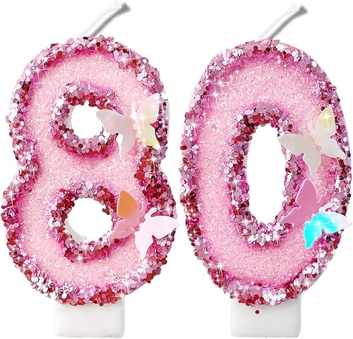 Miniatura 114 de Velas de números con purpurina de oro rosa de 2.8 pulgadas, muchos colores, regalos de cumpleaños de 22 años, velas de cumpleaños, velas de números