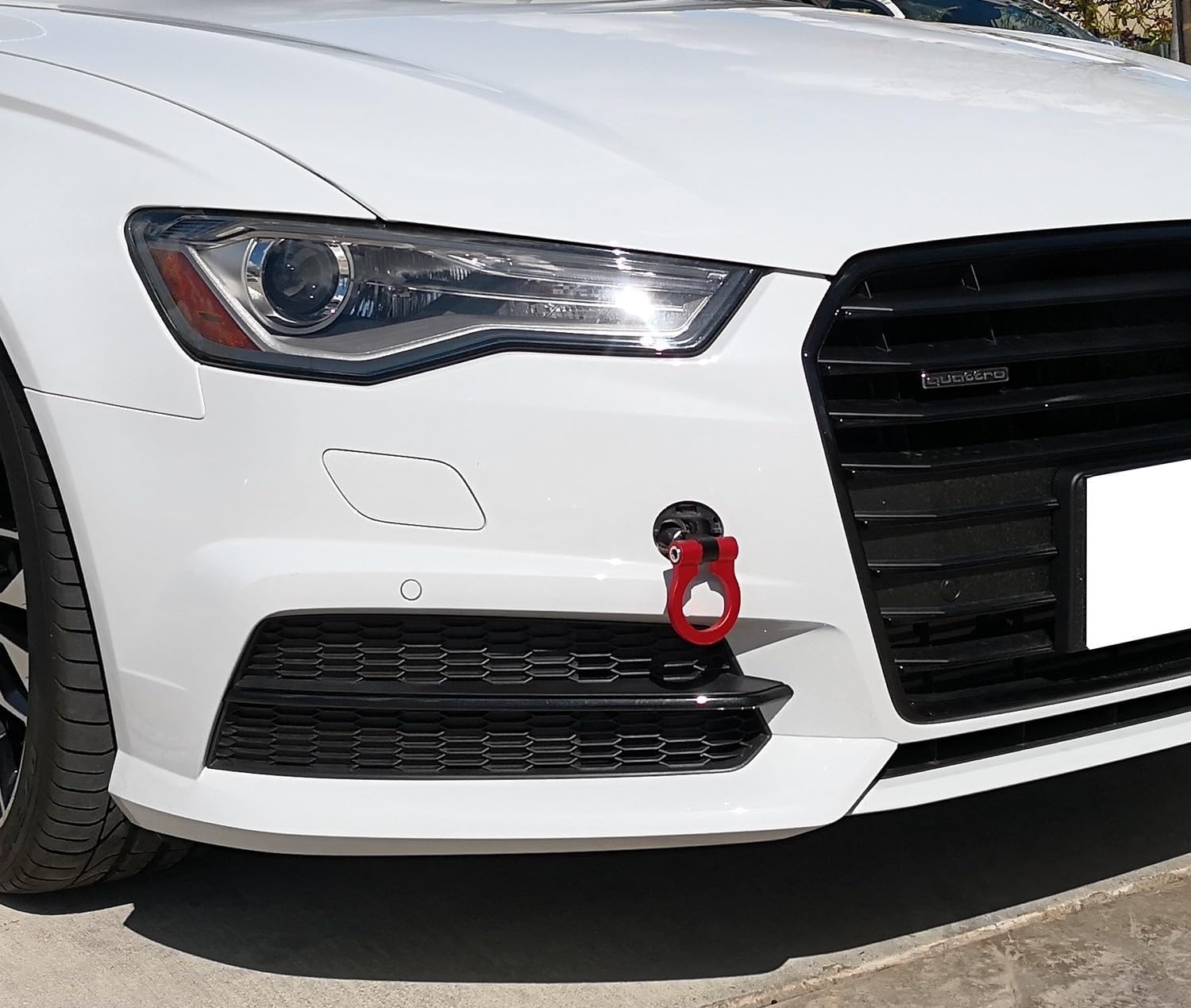 iJDMTOY Red Track Racing Style Tow Hook Ring Compatible with 2008-up Audi A4 A5 A6 A7 S4 S5 S6 S7, Made of Light Weight CNC Aluminum
