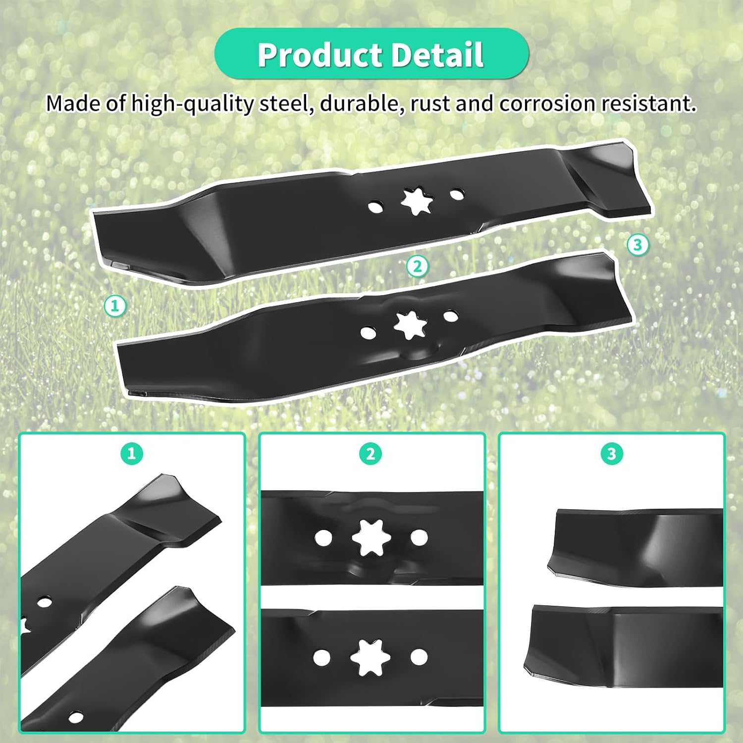 942-04125 & 942-04124 Lawn Mower Blades Kit for 46" Deck, Compatible with Cub Cad et i1046 LT1045 LT1046 Toro MTD Troy-Bilt, Replaces 742-04124, 742-04125, 742-0612, 942-0612, 3 Pack
