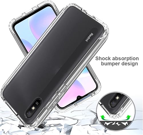 Miniatura 6 de Asuwish Funda de teléfono para Xiaomi Redmi 9A Redme 9i Transparente TPU Cubierta de Celular No Amarillento Delgada Híbrida a prueba de Golpes