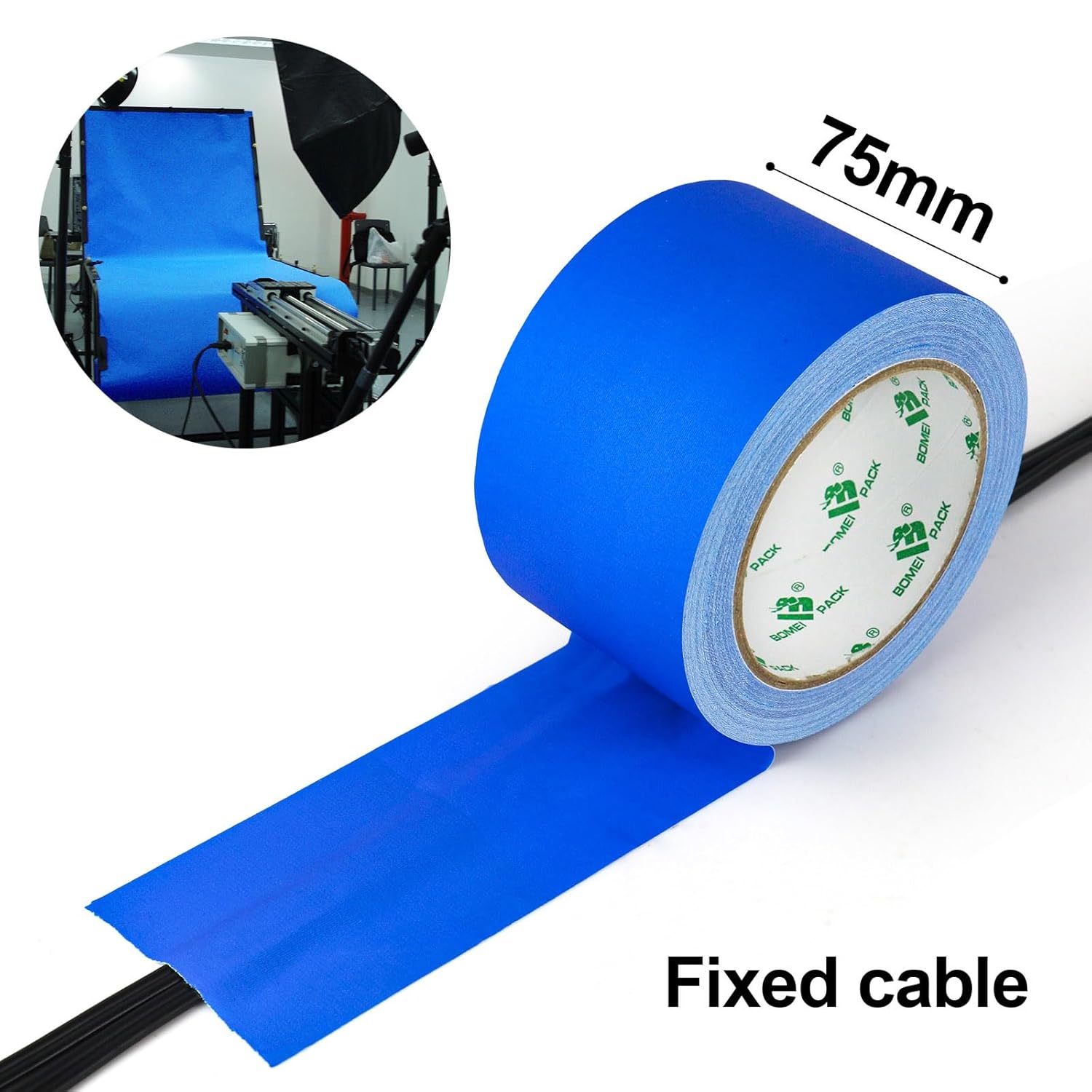BOMEI PACK Color Gaffer Tape, Matte Non-Reflective, 3inch x 20yds No Residue Hand Tear Self-Adhesive Tape for Labeling, Cable, Stage, Photo Studio, Painters and Duct Repair, 1 Pack (Blue)