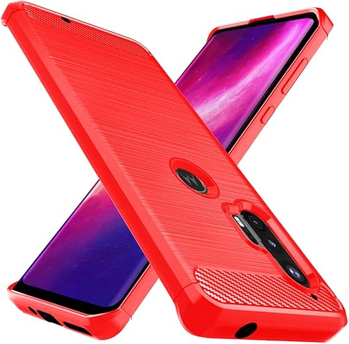 Miniatura 8 de Osophter Funda protectora de goma TPU flexible para Moto Edge Plus para Motorola Moto Edge+ (Negro) Blcak,Rojo