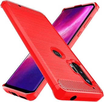 Osophter Moto Edge Plus Case - Shock-Absorption Flexible TPU & Polycarbonate - Anti-Slip, Slim Fit, Red
