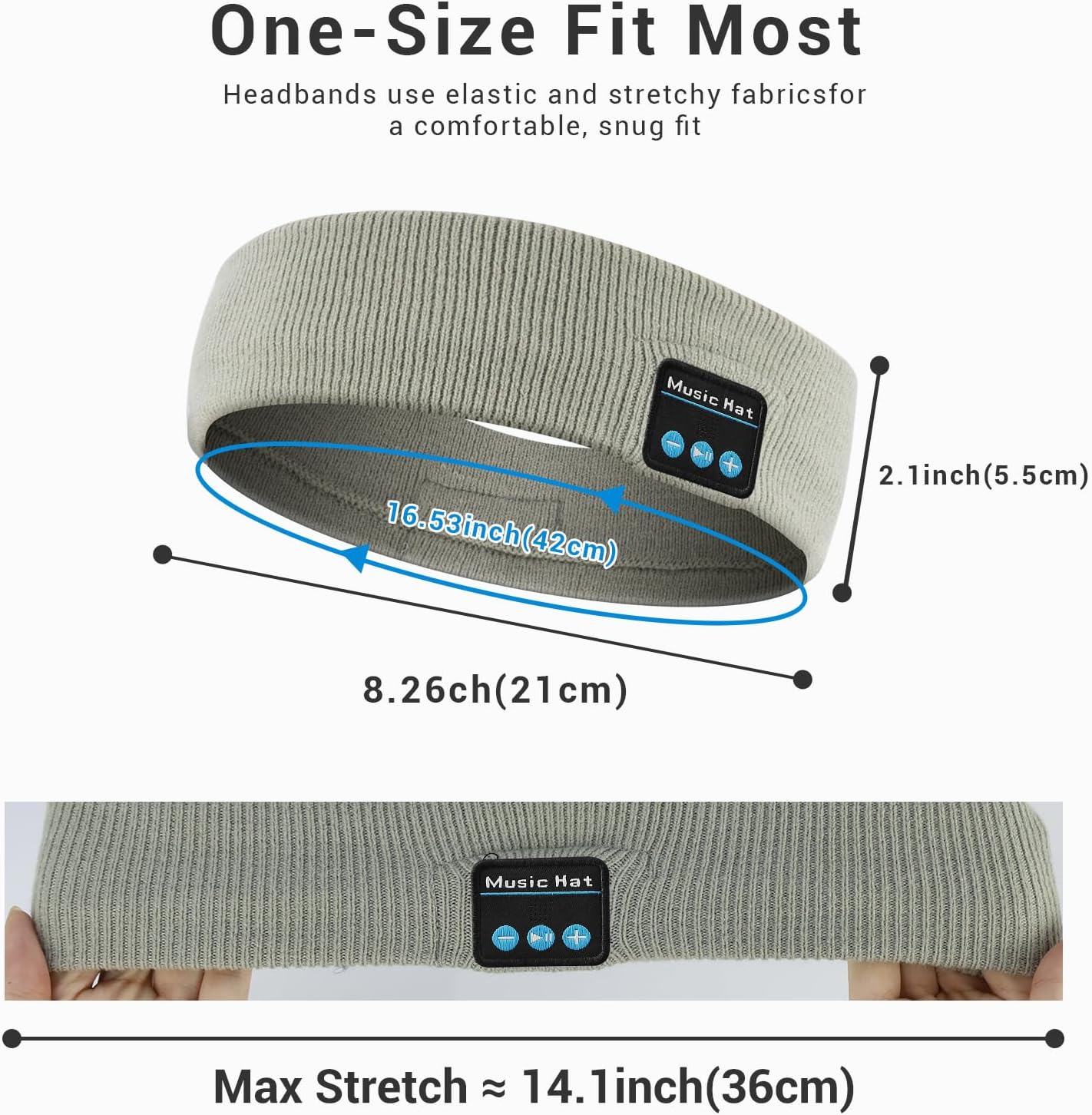 Sleep Headphones Bluetooth Headband, Sports Headband Headphones with HD Stereo Speakers, Wireless Sleeping Headphones for Workout, Travel, Meditation Unique Gifts(Grayish White)