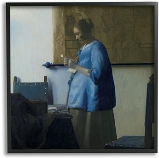 Stupell Industries Woman Reading a Letter Johannes Vermeer Classical Painting Framed Wall Art, Design By one1000paintings