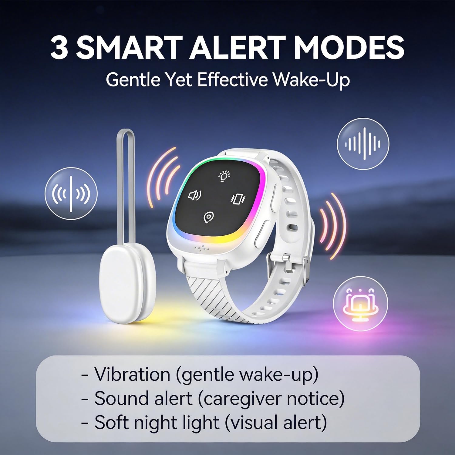 Wireless Bed wetting Alarm for Boys, Girls, Smart Wearable Bedwetting Enuresis Alarm for Kids, Teens & Adults, 3 Alert Modes (Sound, Vibration & Light), Anti-Loss Tracking, 20-Day Standby