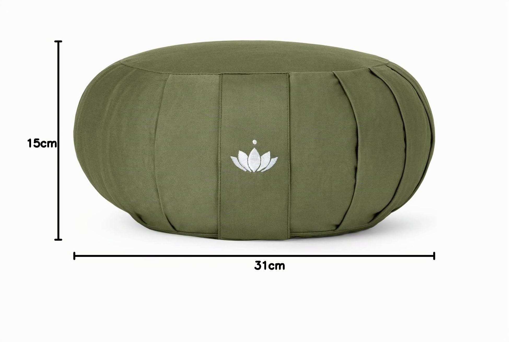 LOTUSCRAFTS Zafu cuscino da meditazione, altezza seduta 20 cm, modello Zen rotondo, cuscino da yoga, fodera in cotone lavabile, imbottitura in farro, certificato GOTS