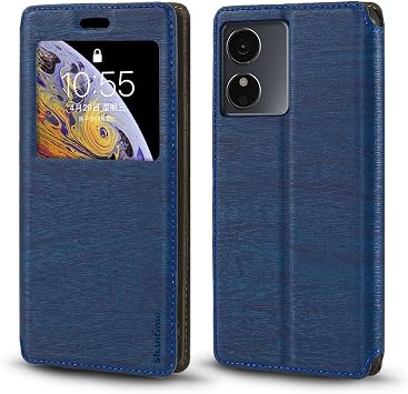 Shantime Window Leather Case for HMD Aura 2 4G - Blue