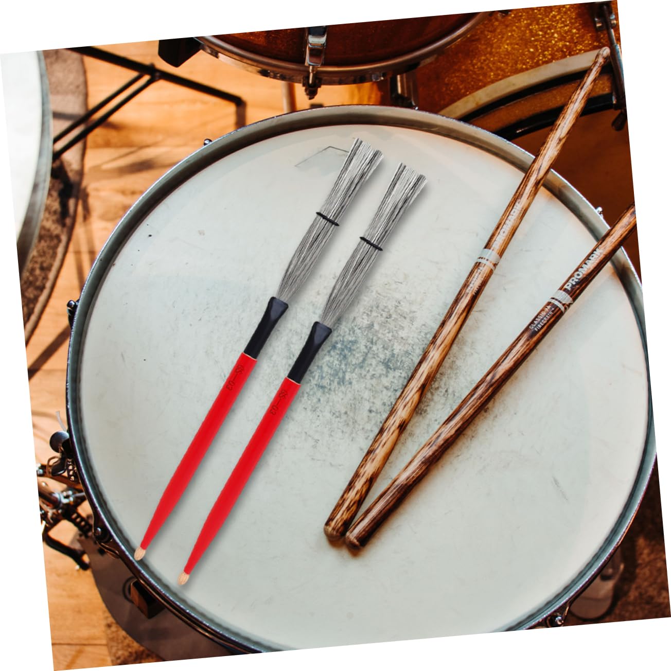 Abaodam 2paia Bacchette Per Batteria Legno Acero Spazzole Acciaio Carbonio Per Jazz e Pratiche Musicali Antiscivolo Da Accessorio Per Musicisti e Insegnanti