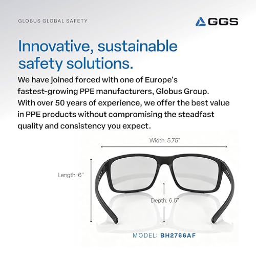 Miniatura 8 de Bullhead Safety Eyewear Pompano Glasses - Anti-Fog, Lightweight, Impact/Scratch Resistant, UV Blocking Indoor/Outdoor Sunglasses for Cycling