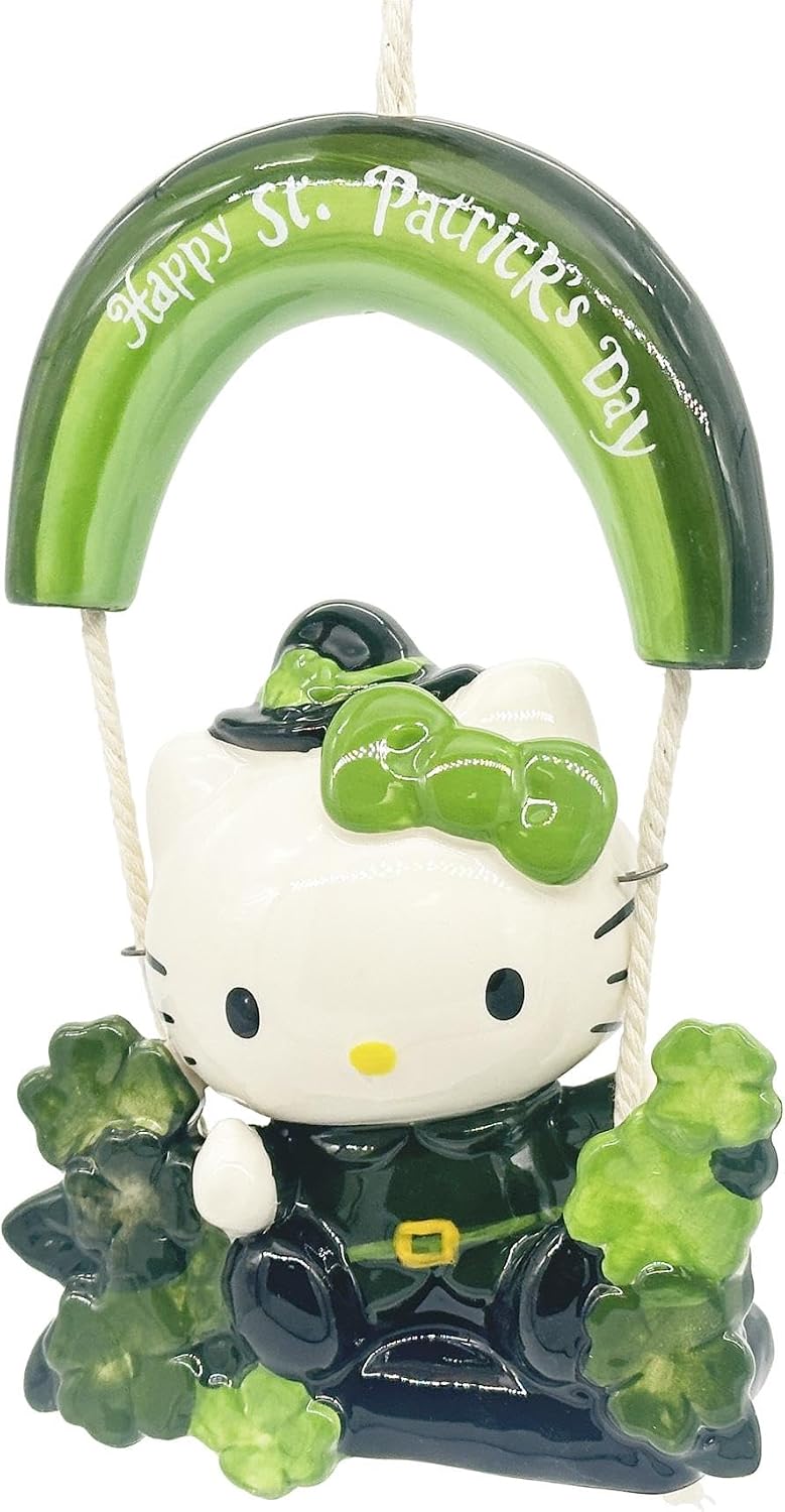 Hello Kitty Good Luck Garden Swinger, 2.45"L x 2.45"W x 9.5"H created by Blue Sky Clayworks