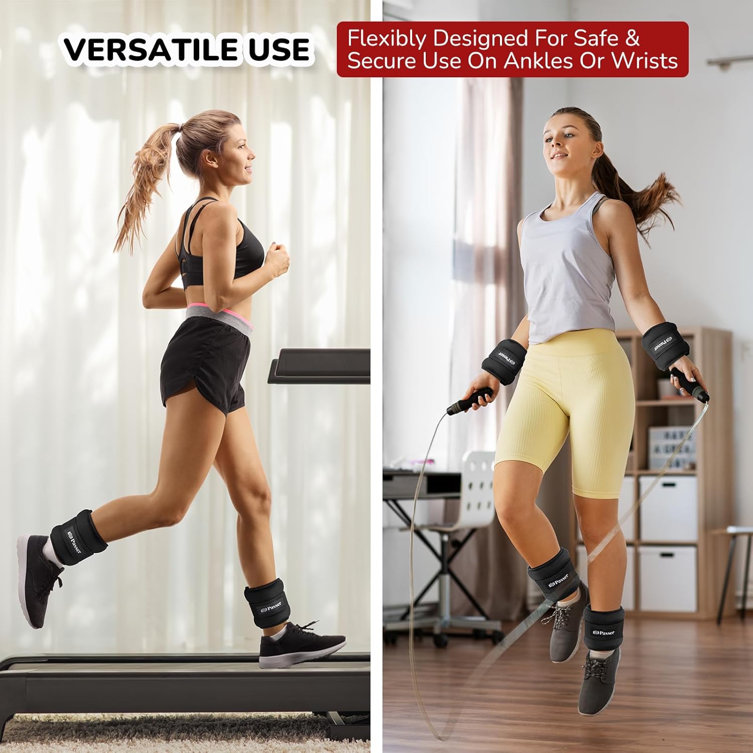 Ankle & Wrist Weights Sets for Women Men (2/4/6/10 lbs Pair), Adjustable Strap, Leg Weights Arm Weighted Wristbands for Yoga, Pilates, Running, Aerobics, Gym Fitness, Physical Therapy - Black