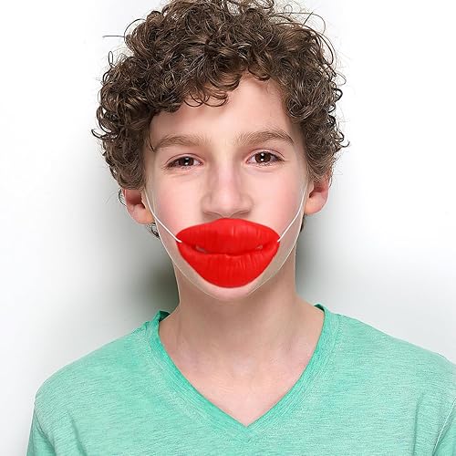 Miniatura 8 de Amosfun Decoración de boca de salchicha de Halloween, labios rojos divertidos, bromas de Halloween, accesorios para mascarada, cosplay, suministros
