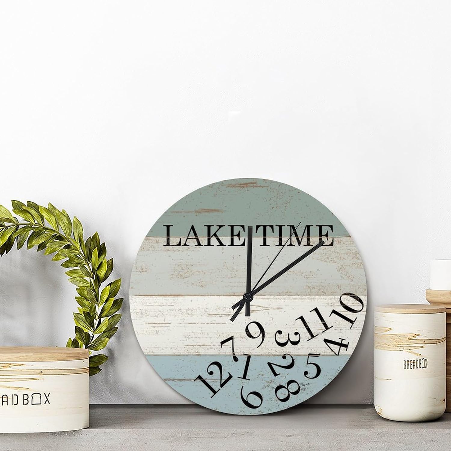 Lake House 15 Inch Large Wall Clocks Battery Operated Silent Lake Time Analog Clock Vintage Wall Hanging Art Farmhouse Home Decor for Kitchen Bedroom Living Room Office