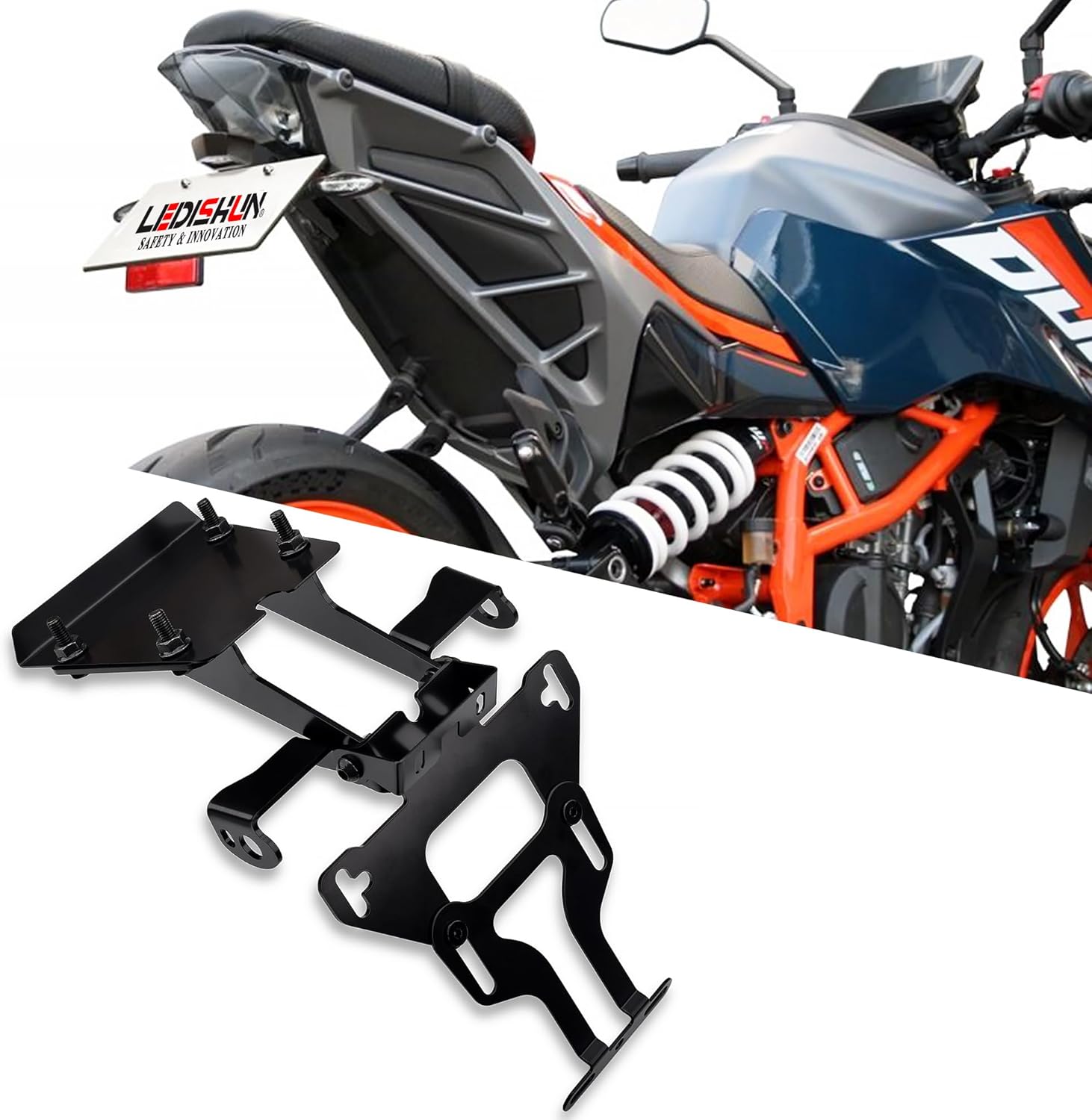 Motorcycle Tidy Tail Fender Eliminator Adjustable License Plate Bracket Holder (for KTM Vehicle) 390 Duke; 250 Duke; 125 DUKE (DUKE 390/250/125 2024+)