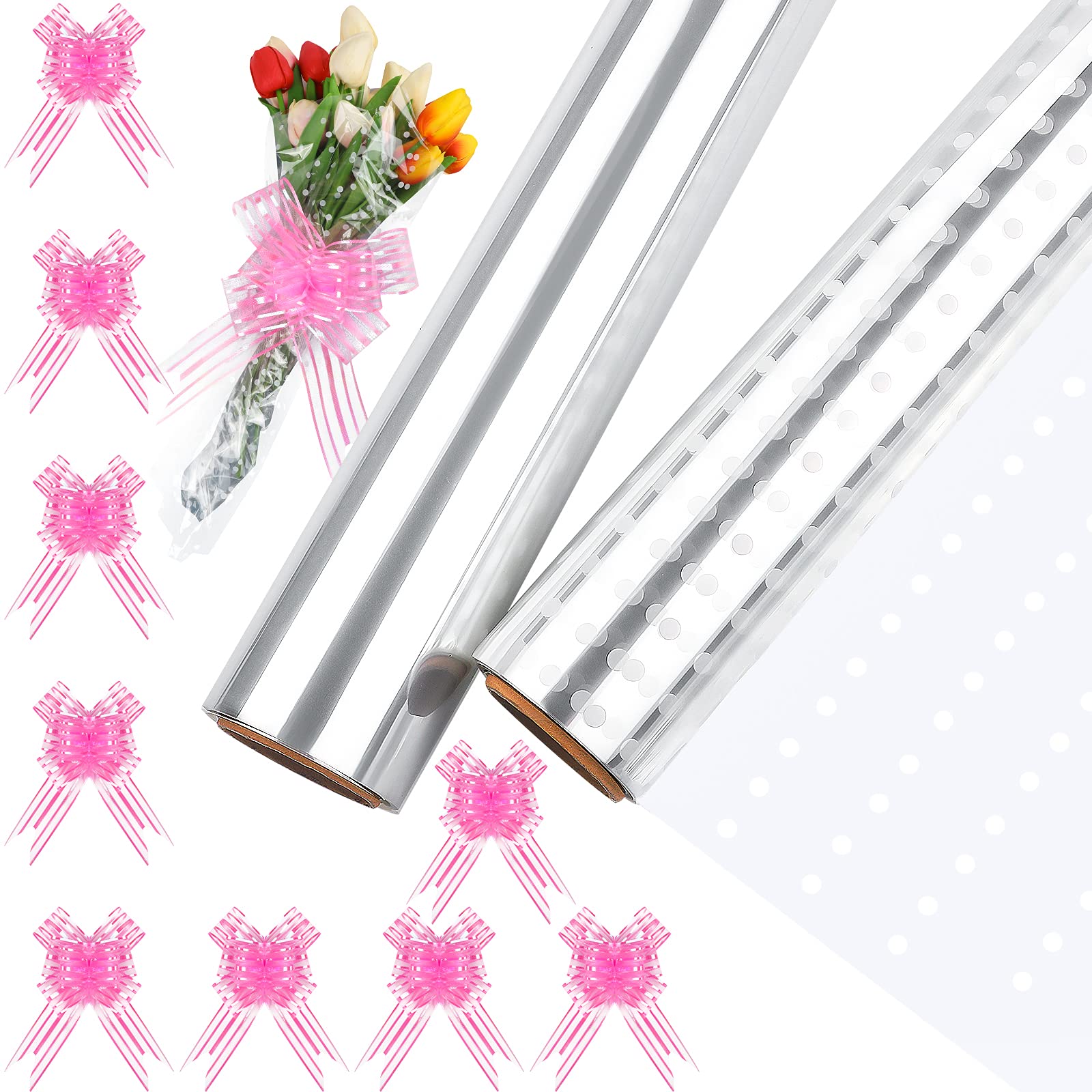 Buy Aodaer 2 Roll Dots Cellophane Roll Cellophane Wrap with 10 Pull