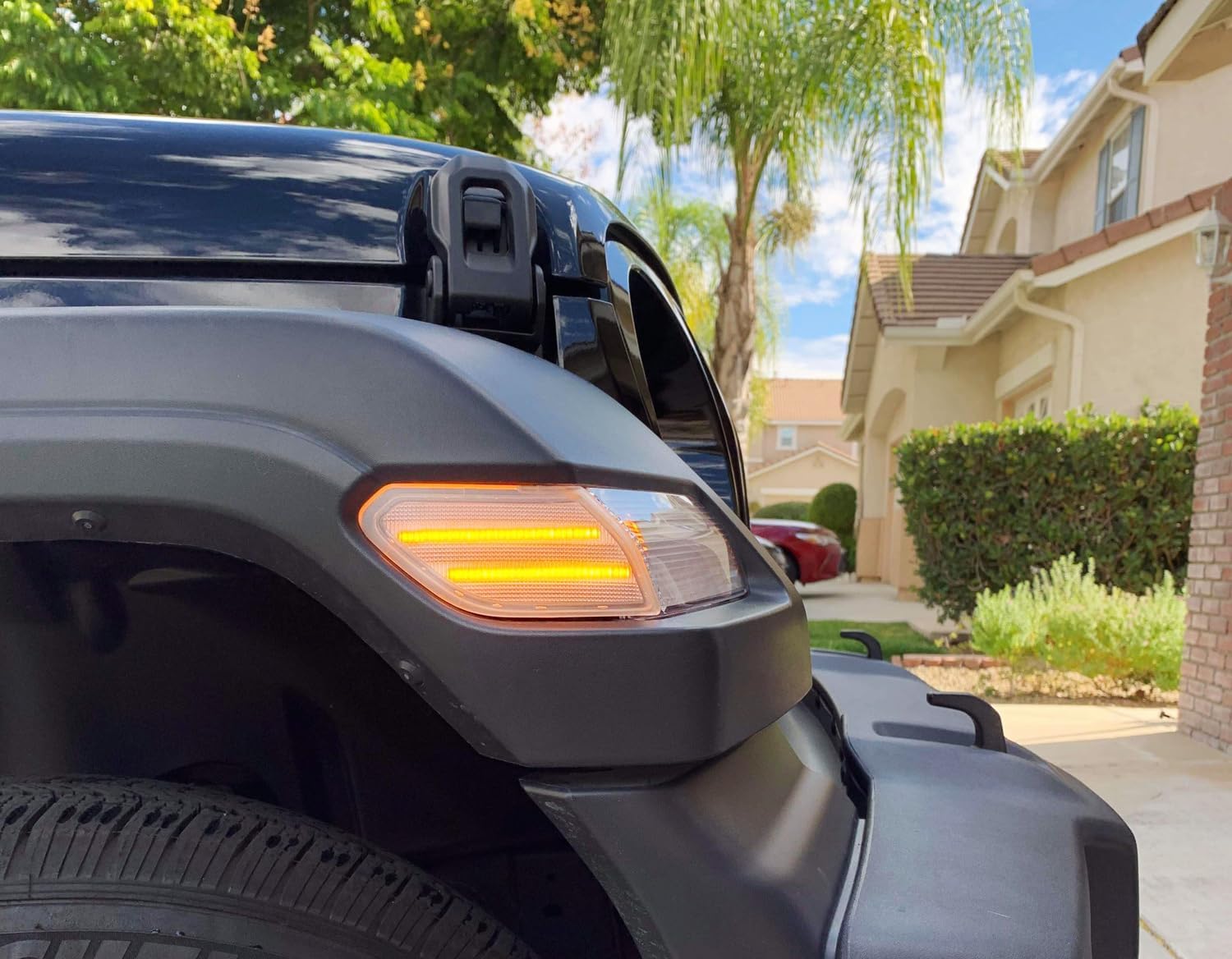 iJDMTOY Matching Clear Lens Amber Full LED Side Marker Light Kit Compatible With Jeep 2018-up Wrangler JL, 2020-up Gladiator, Powered by 27-Diode LED, Replace OEM Amber Sidemarker Lamps