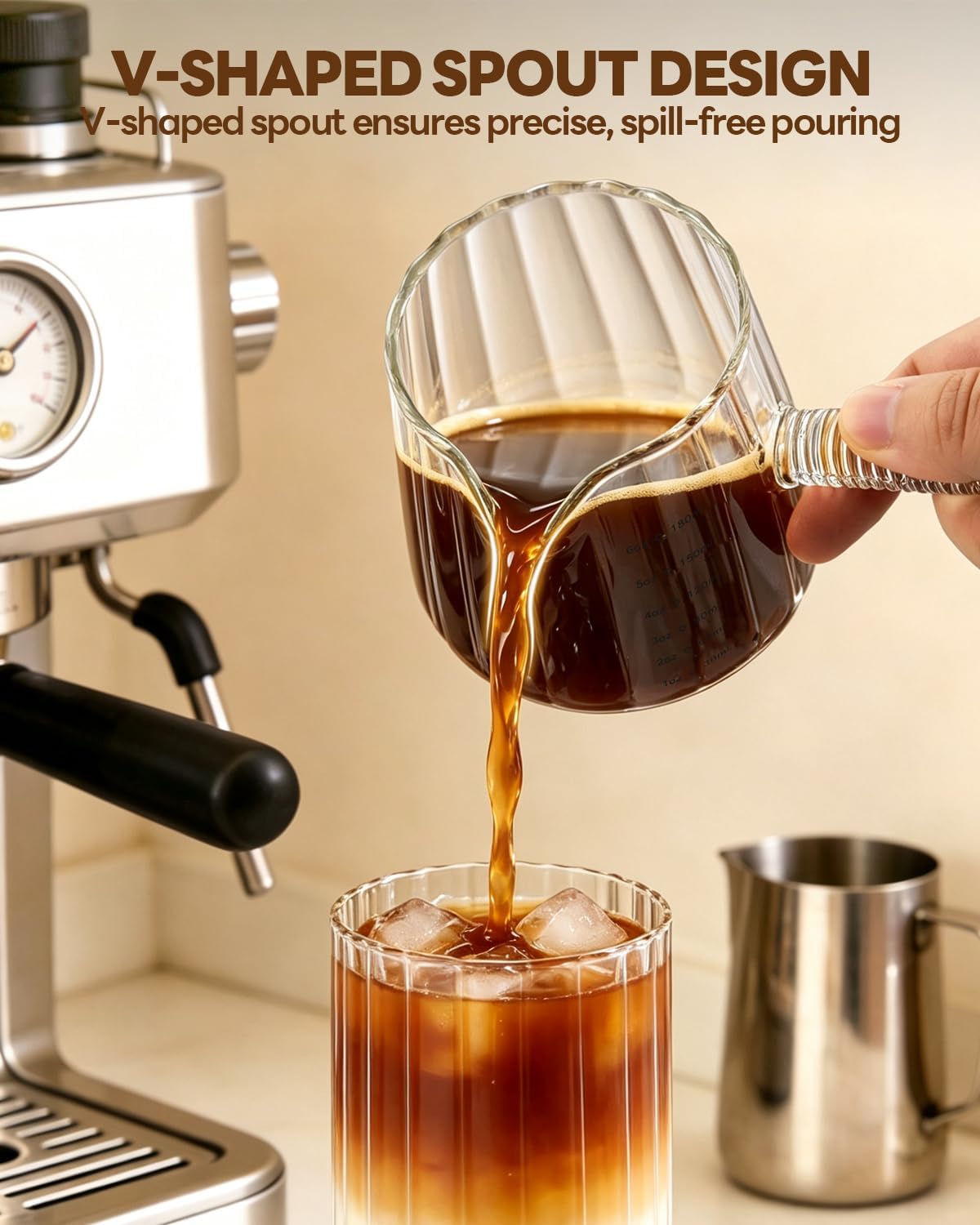 6 OZ Espresso Measuring Cups, Espresso Cups with OZ & ML Scales
