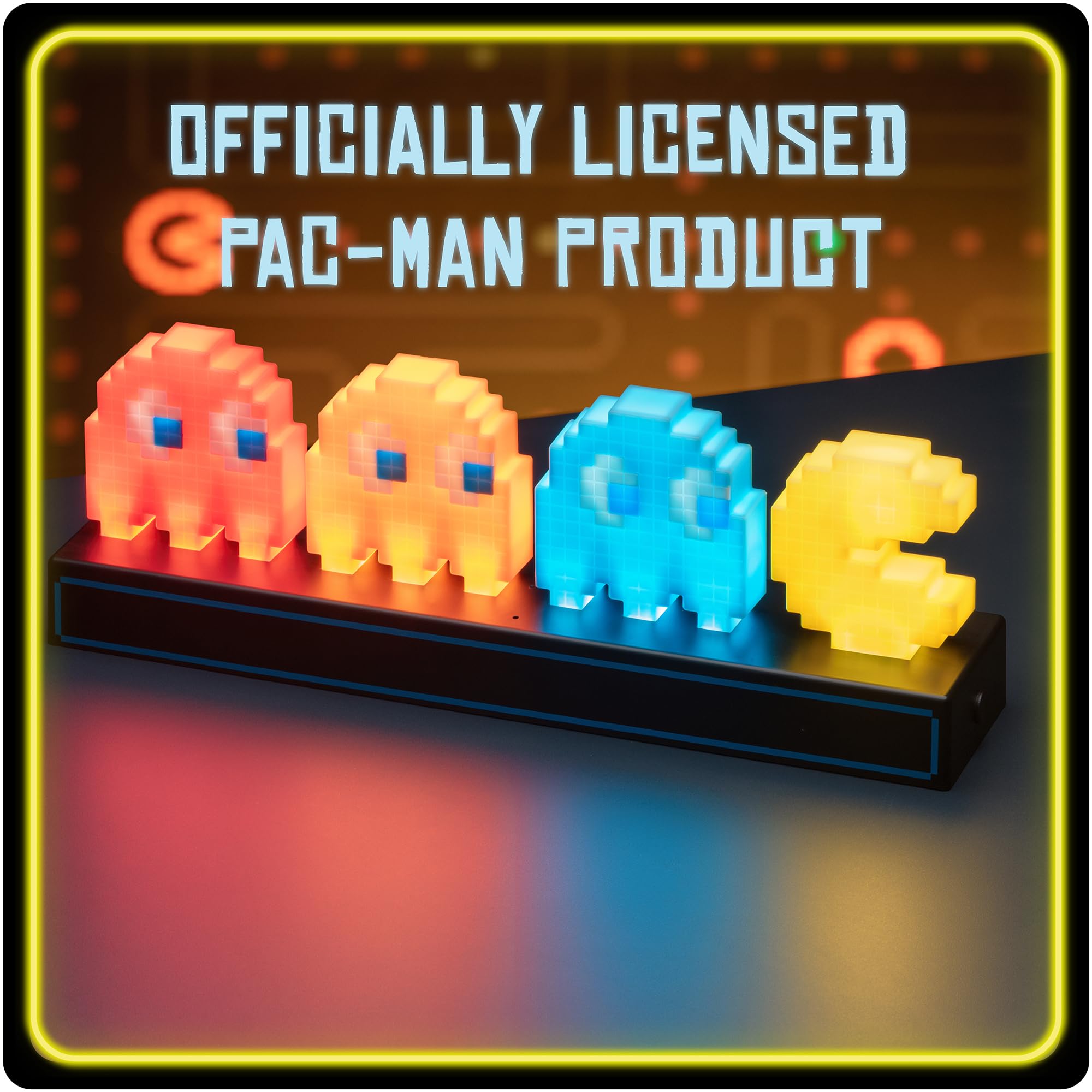 Luz de escritorio Pac Man & Ghosts oficial reactiva al sonido 3 modos luz USB baterías decoración retro