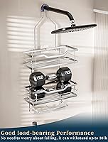 Vista 6 de Consumest Shower Caddy Over Head with Soap Holder, No Drilling Hanging Shower Organizer Shelf with 4 Movable Hooks, Rustproof & Waterproof Storage