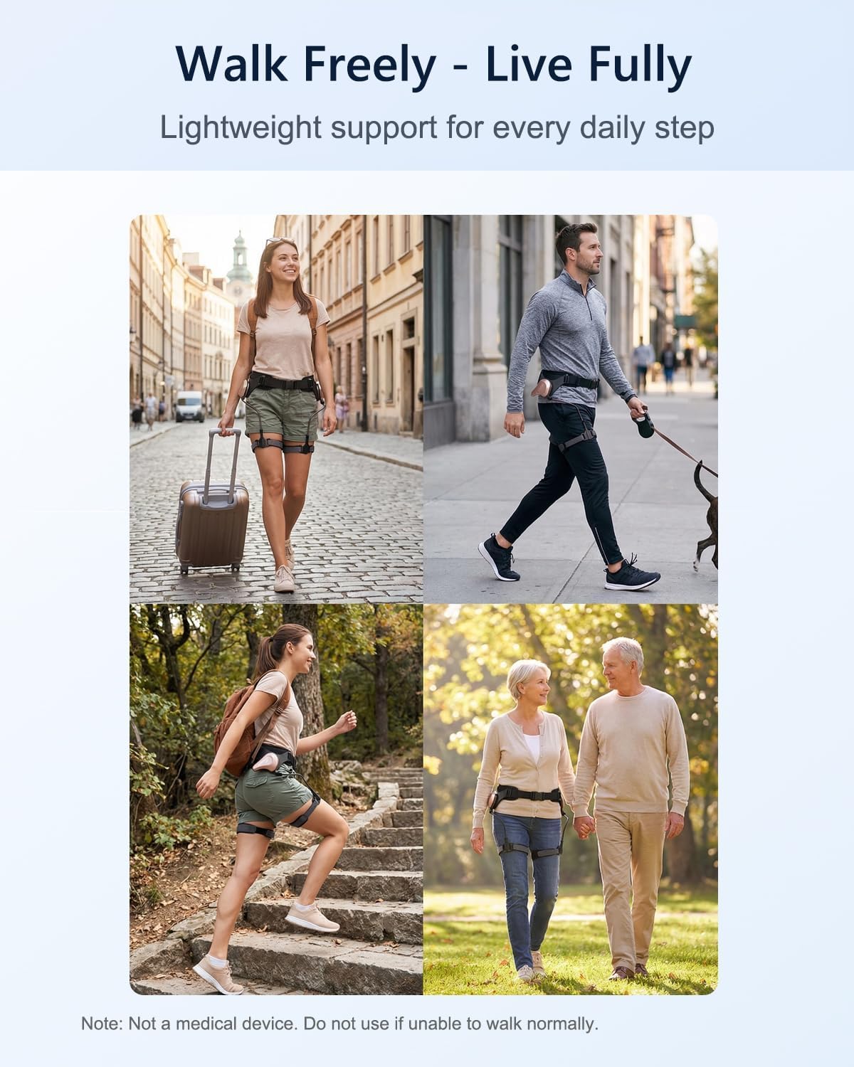 Exoskeleton Legs for Adults - Battery-Free Wearable Exoskeleton for Walking, Adjustable Assistance,Ergonomic Design, Lightweight, Suitable for Hiking, Travel & Outdoor Activities