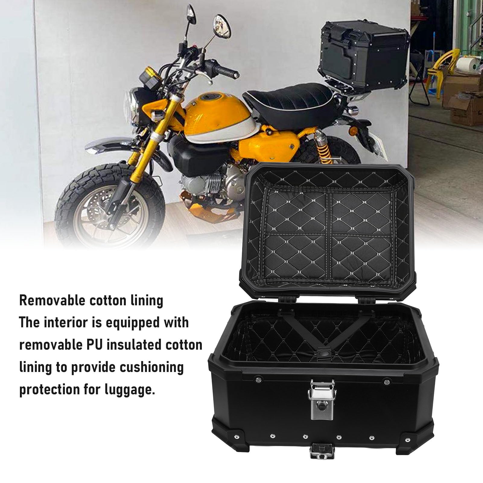 Bauletto Litri con Blocco di Sicurezza per Moto, Baule a Sgancio Rapido in Lega di Alluminio Resistente All'acqua con Borsa Posteriore