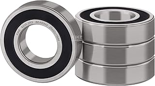 XiKe 4 Pcs 6205-2RS Double Rubber Seal Bearings 25x52x15mm, Pre-Lubricated and Stable Performance and Cost Effective, Deep Groove Ball Bearings.
