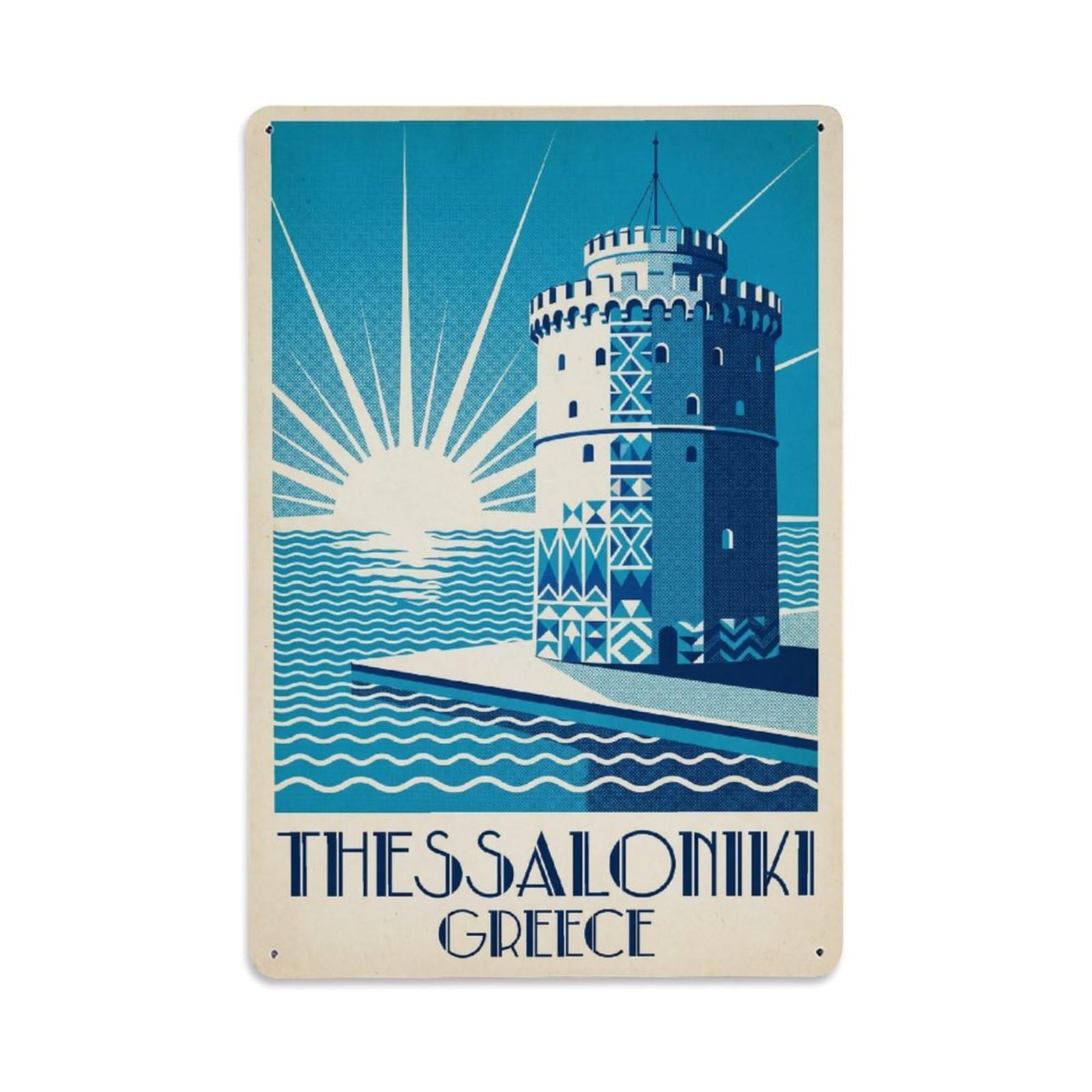 Travel Greece Thessaloniki Retro Metal Tin Sign Plaque Wall Decor for Cafe, Club Bar, Office, Garden Metal Poster 8x12Inch